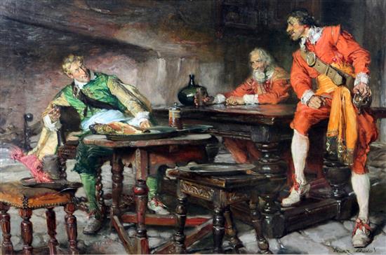 Edgar Bundy (1862-1922) At The Tavern, 20 x 30in.